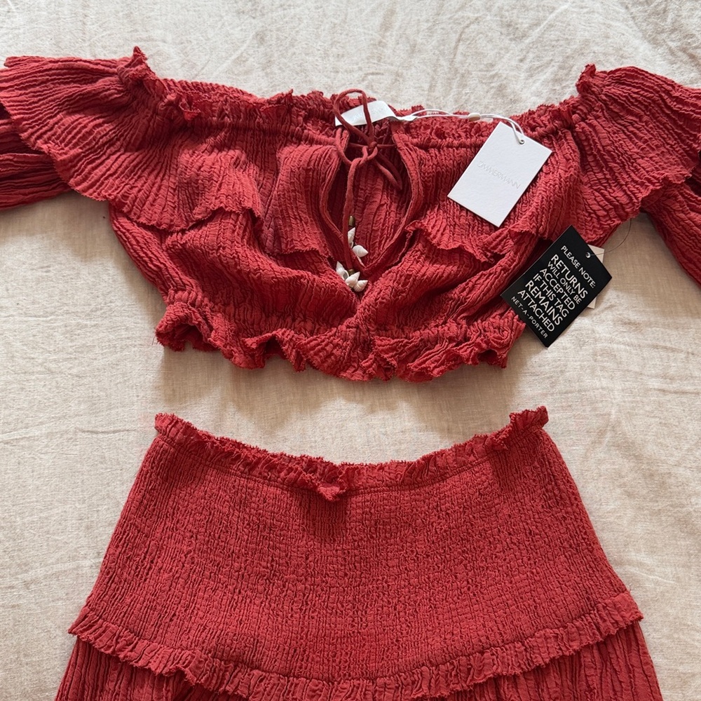 Zimmermann Off-Shoulder Smocked Maxi Set - Picture 4 of 5